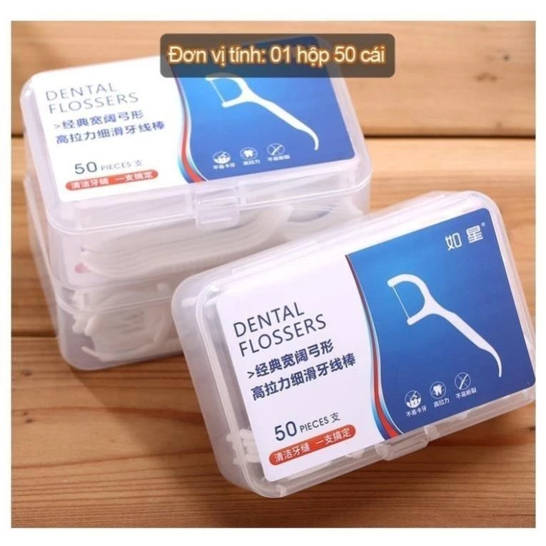 Tăm chỉ nha khoa hộp 50 Cây Dental Flossers tăm chỉ vệ sinh răng miệng -BA8783