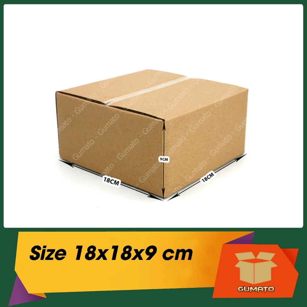 Size 18x18x9 cm, hộp giấy thùng carton gói hàng tại Gumato (Mã số P41)