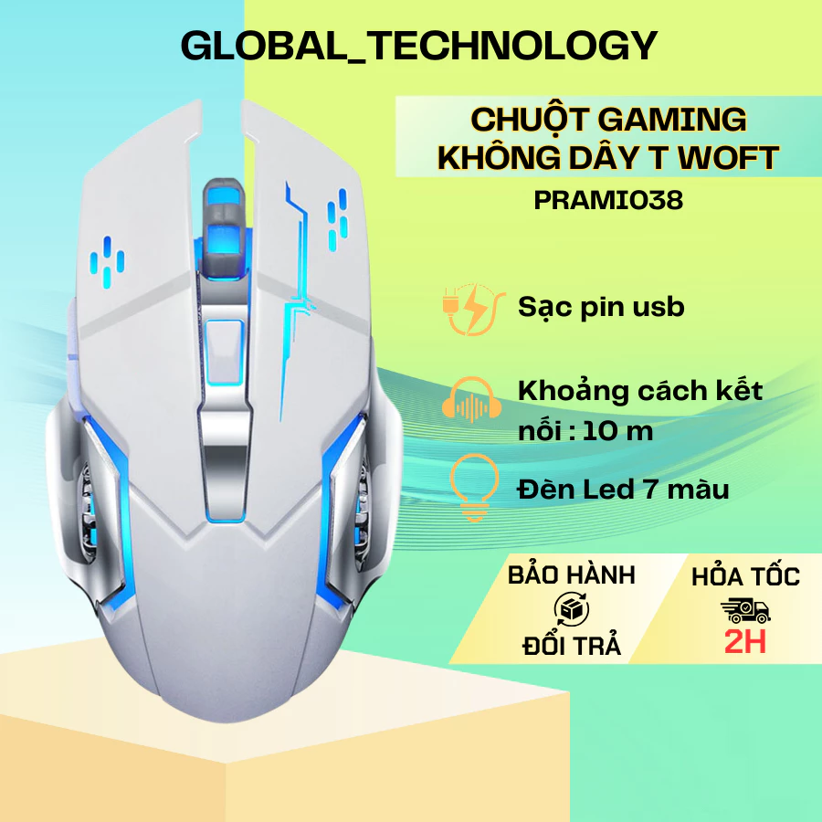 Chuột Không Dây Q13 - Hiệu Suất Vượt Trội Với DPI 1600 và Ánh Sáng RGB Ấn Tượng - PRAMI038