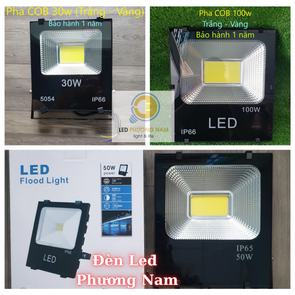 Đèn Pha Led Ngoài Trời Chống Nước 10w đến 200w, Tiết Kiệm Điện bảo hành 12 tháng Dành Cho Sử Dụng Ngoài Trời