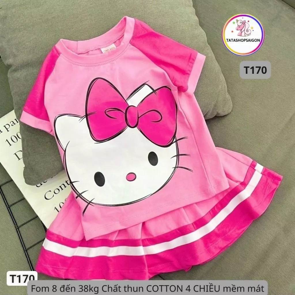 15 đến 36kg - Set bộ váy bé gái size đại chất cotton mặc mát T170