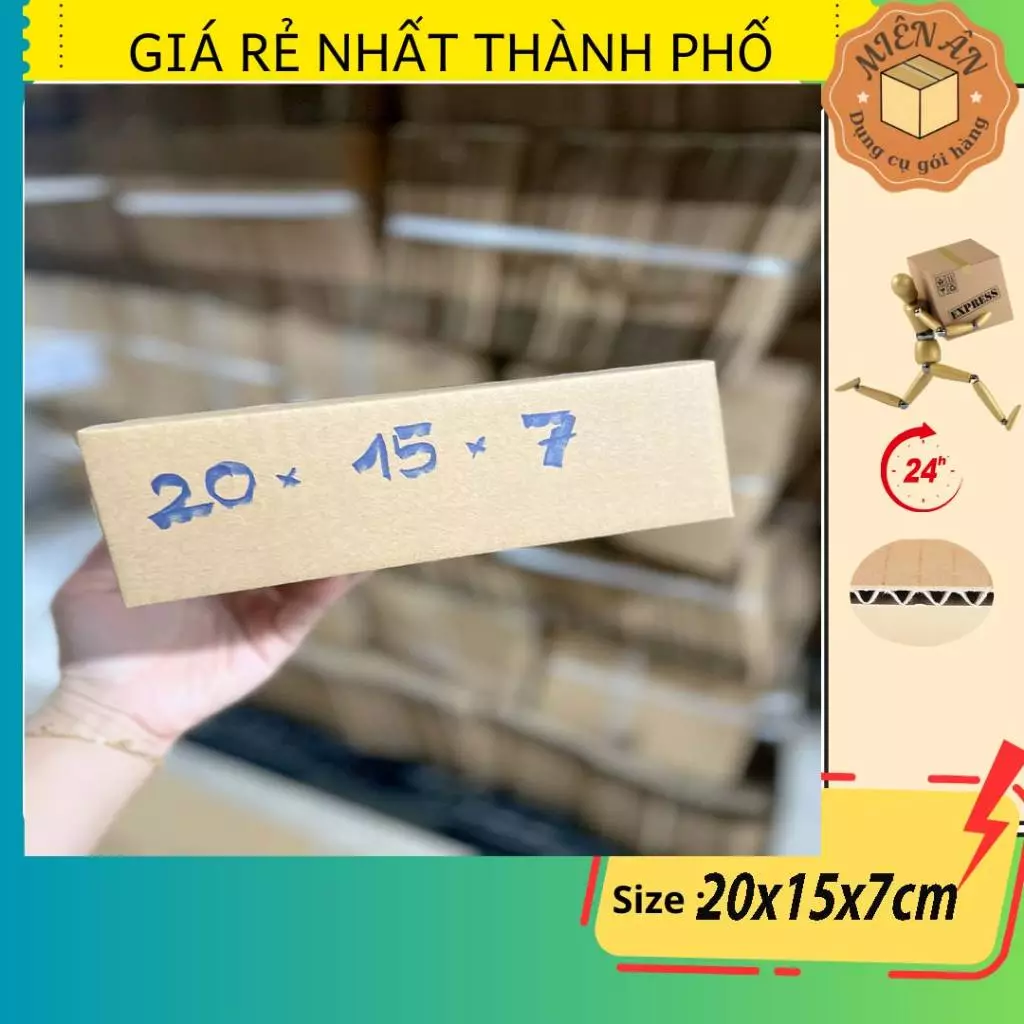 Hộp giấy P54 size 20x15x7 cm, thùng carton gói hàng Everest