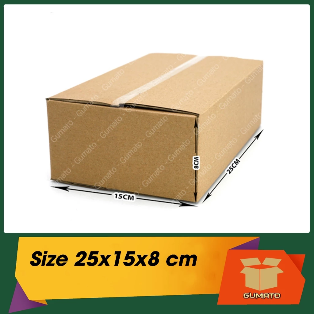 Size 25x15x8 cm, hộp giấy thùng carton gói hàng tại Gumato (Mã số P68)