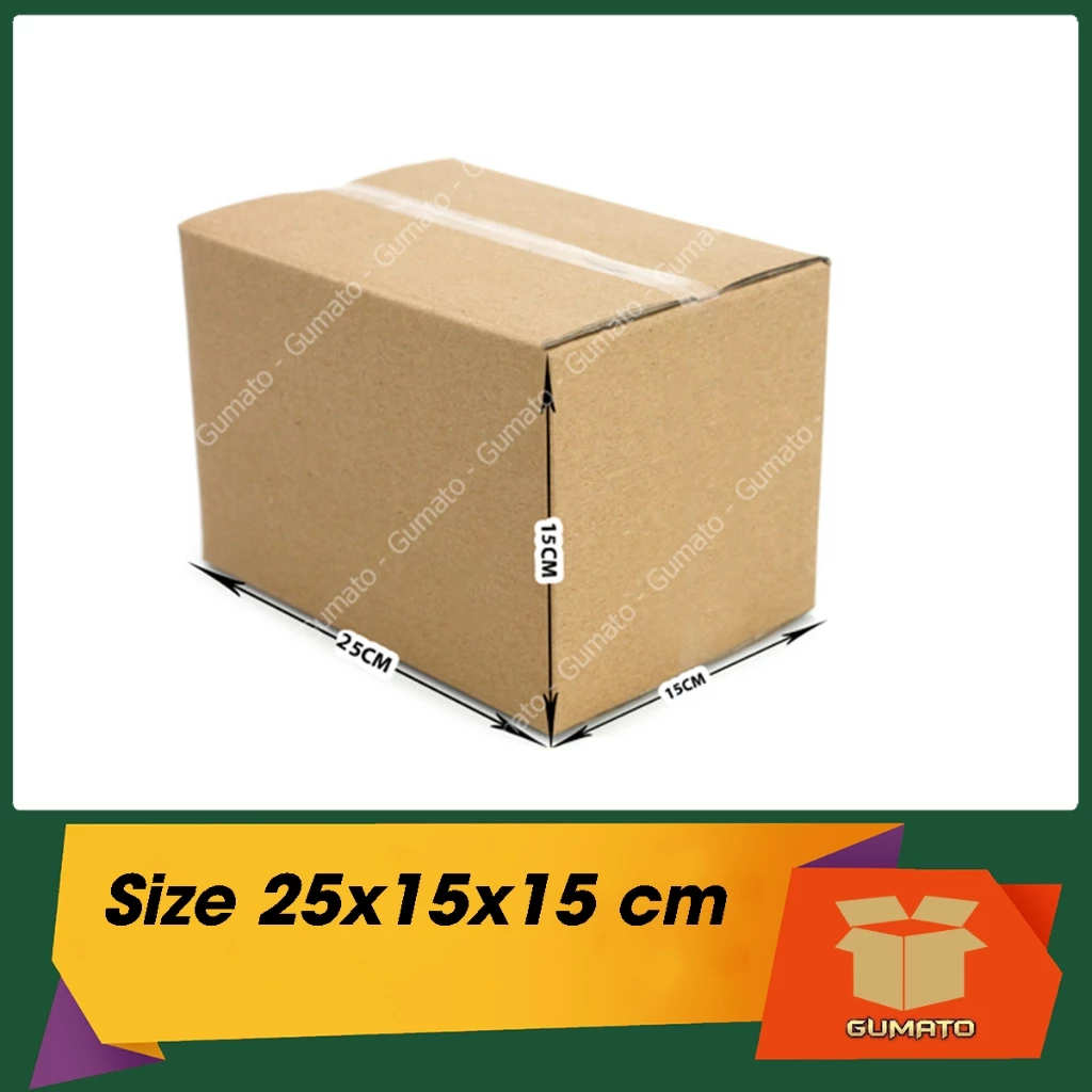Size 25x15x15 cm, hộp giấy thùng carton gói hàng tại Gumato (Mã số P68)