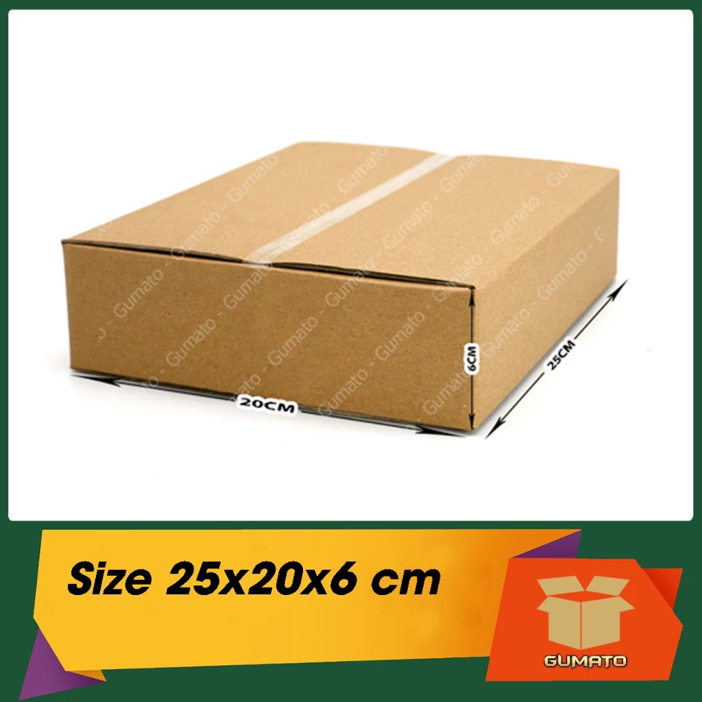 Size 25x20x6 cm, hộp giấy thùng carton gói hàng tại Gumato (Mã số P65)