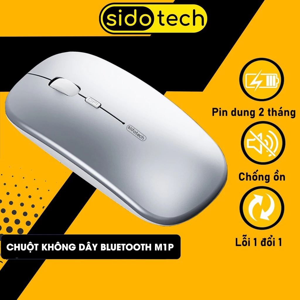 Chuột máy tính bluetooth không dây SIDOTECH INPHIC M1P tắt tiếng chống ồn pin sạc lần laptop tablet mabook văn phòng
