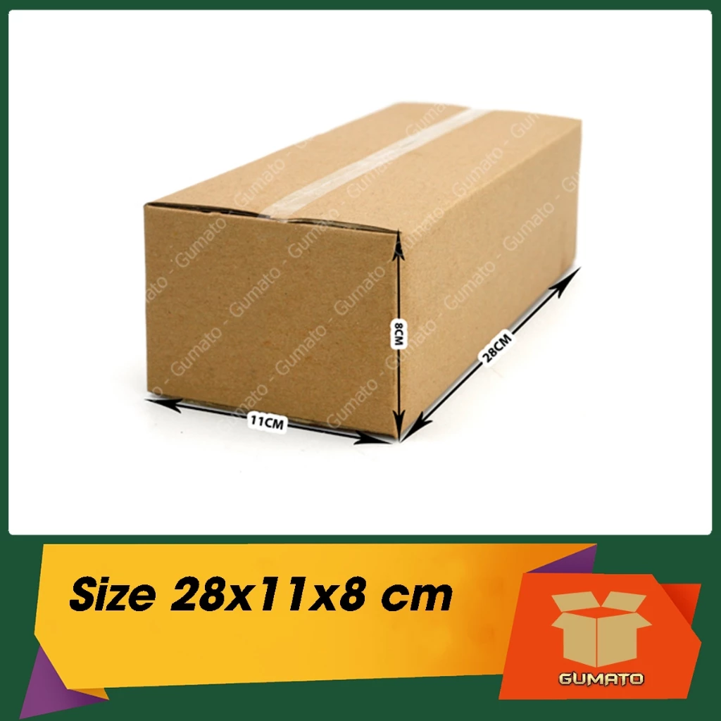 Size 28x11x8 cm, hộp giấy thùng carton gói hàng tại Gumato (Mã số P74)