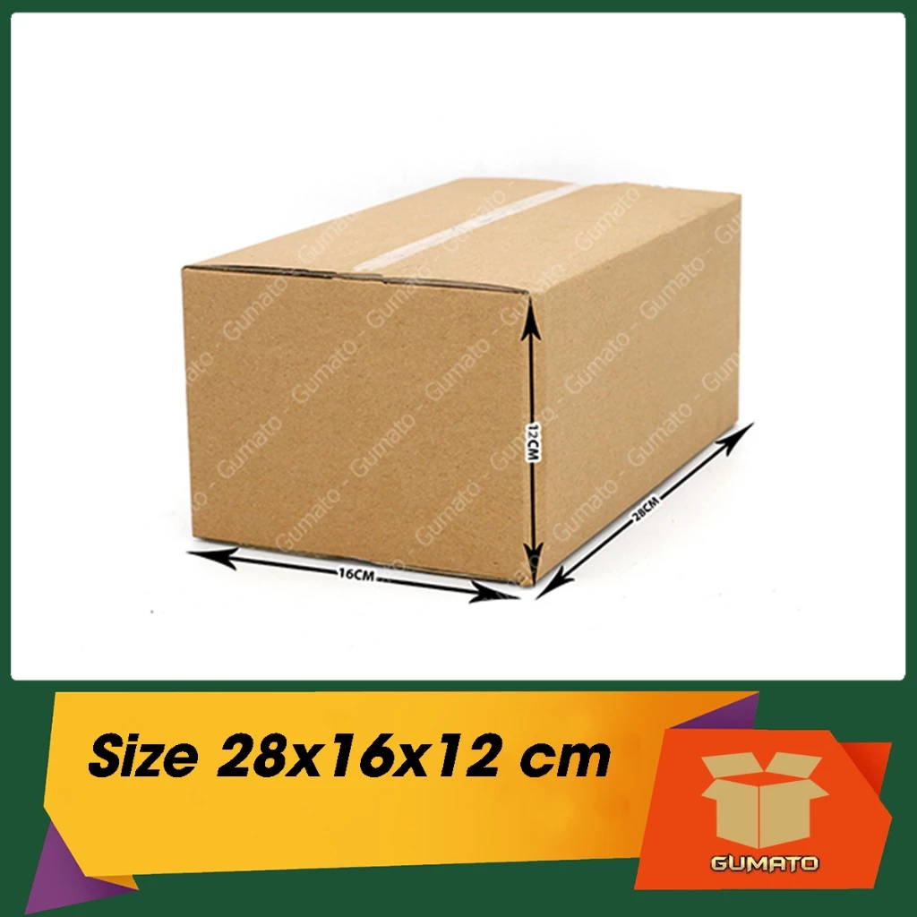 Size 28x16x12 cm, hộp giấy thùng carton gói hàng tại Gumato (Mã số P76)