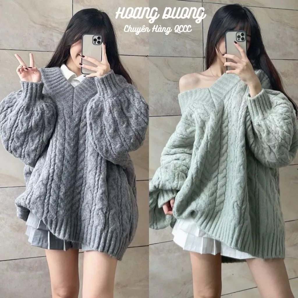 Áo Len Vặn Thừng Trơn Màu Pastel Cao Cấp Nhẹ Nhàng, Áo Len Cổ V Chất Vải Mềm Nhẹ AL005