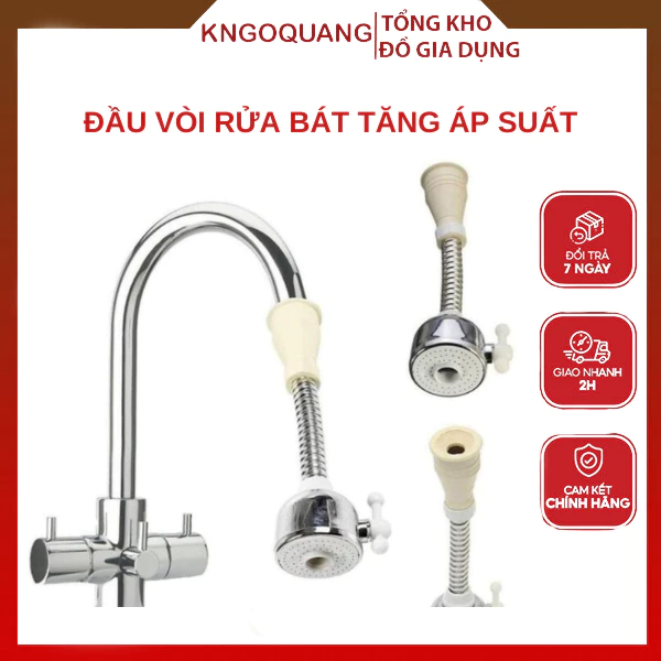 Đầu vòi rửa bát tăng áp chống bắn nướ, có 2 chế độ nước xoay 360 độ