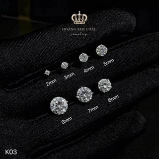 Bông tai bạc nam nữ Hoàng Minh Châu Jewelry (K03) - khuyên tai thanh lịch chuẩn bạc chính hãng