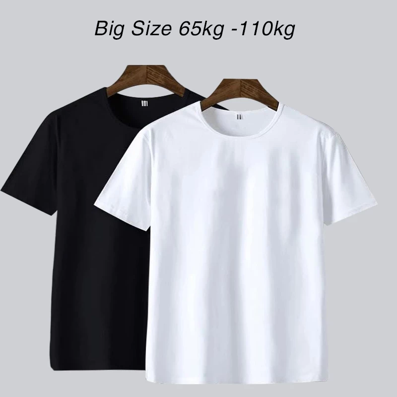 Áo Phông Thun Big Size THOITRANG24H  Màu Đen Trắng Ngắn Tay Cổ Tròn Cho Người To Cao Vải Dày Mịn