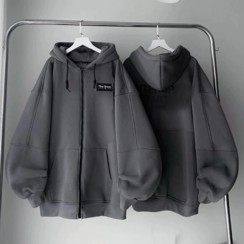 Áo Khoác Hoodie zip Form Rộng Unisex Mũ 2 Lớp , Có Khoá Kéo