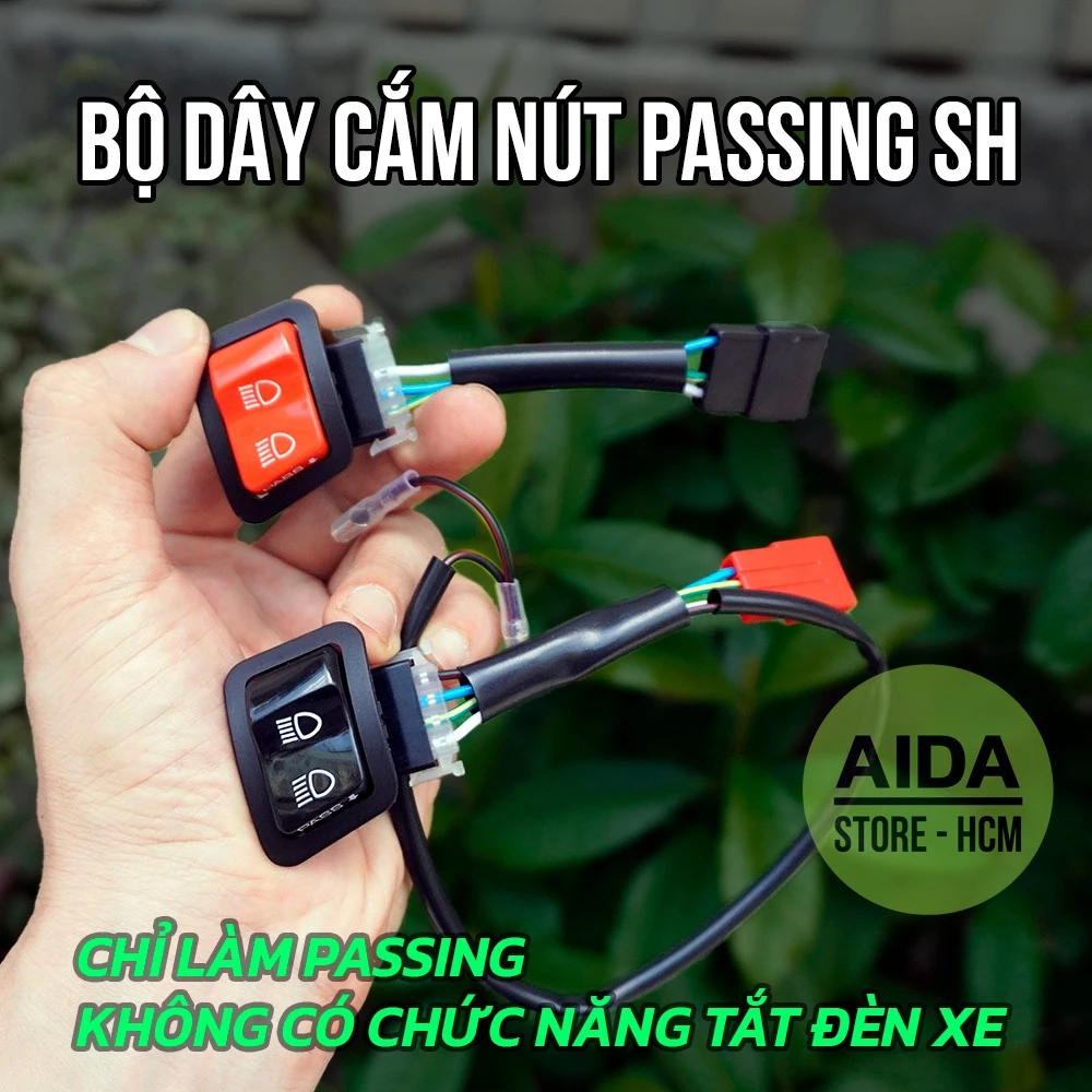 Combo nút passing SH + dây nối passing đèn chính - KHÔNG TẮT ĐÈN - phụ tùng