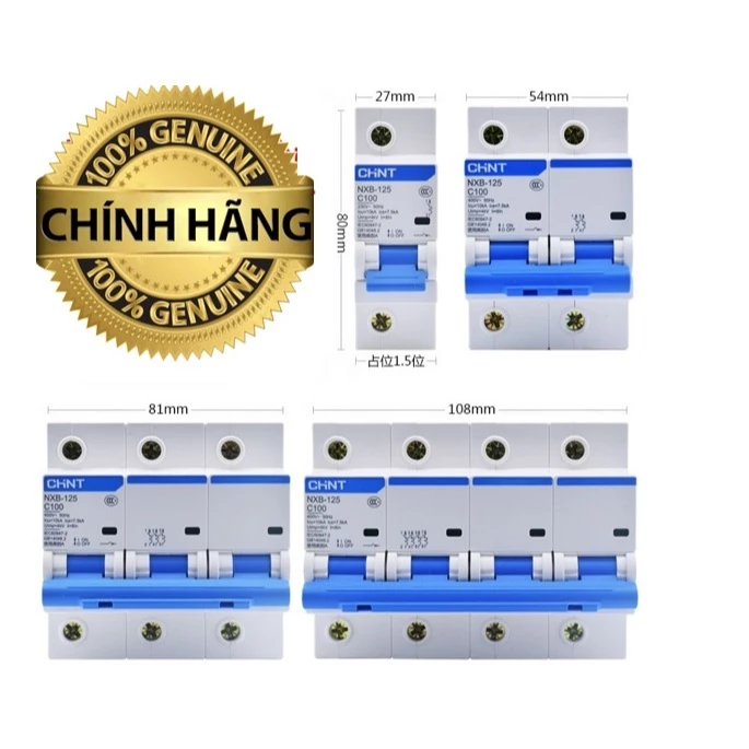 Aptomat CHINT 3 Pha C100A NXB125-3P C100A, 2P 100A, 4P 100A