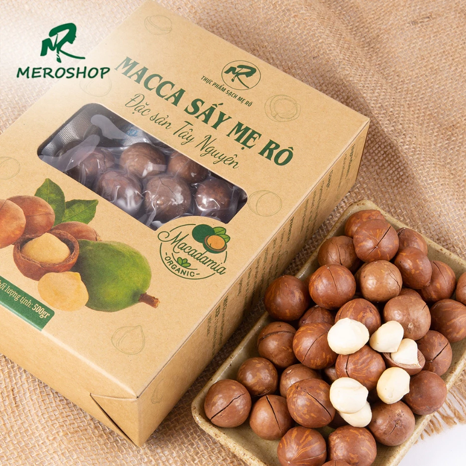 Hạt macca sấy chín (còn vỏ) Mẹ rô. Có hồ sơ công bố, xuất hóa đơn công ty đầy đủ