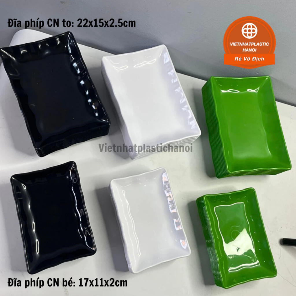Đĩa Nhựa Phíp Chữ Nhật( 3 size-3 màu nâu, đen, trắng) Việt Nhật 2 Size, Đĩa Phíp Đựng Hoa Quả Bánh Kẹo Nhiều Màu Sắc