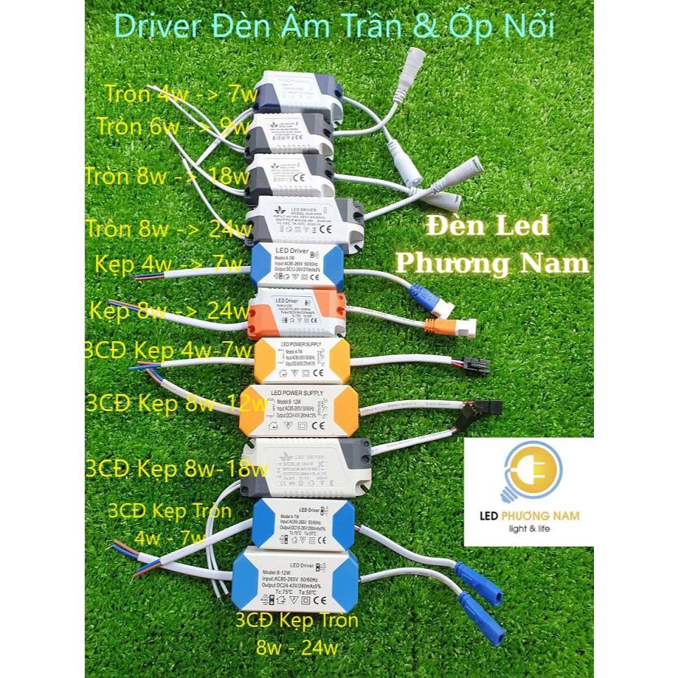 Tăng phô đèn led âm trần và ốp trần [Drivier], 1 chế độ và 3 chế độ