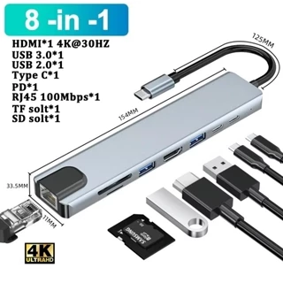 HUB Type C 8 Cổng HDMI 4K 60Hz cho Macbook/iPad/Laptop/Điện thoại Hub chuyển đổi type C sang HDMI, Cổng chuyển đổi Typec