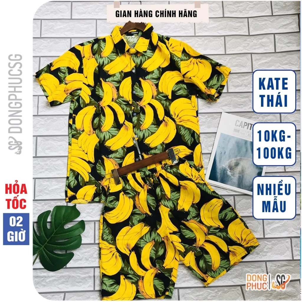 Bộ đồ chuối đi biển chất Kate Thái dày dặn đủ size cho bé trai gái nam nữ gia đình hội nhóm