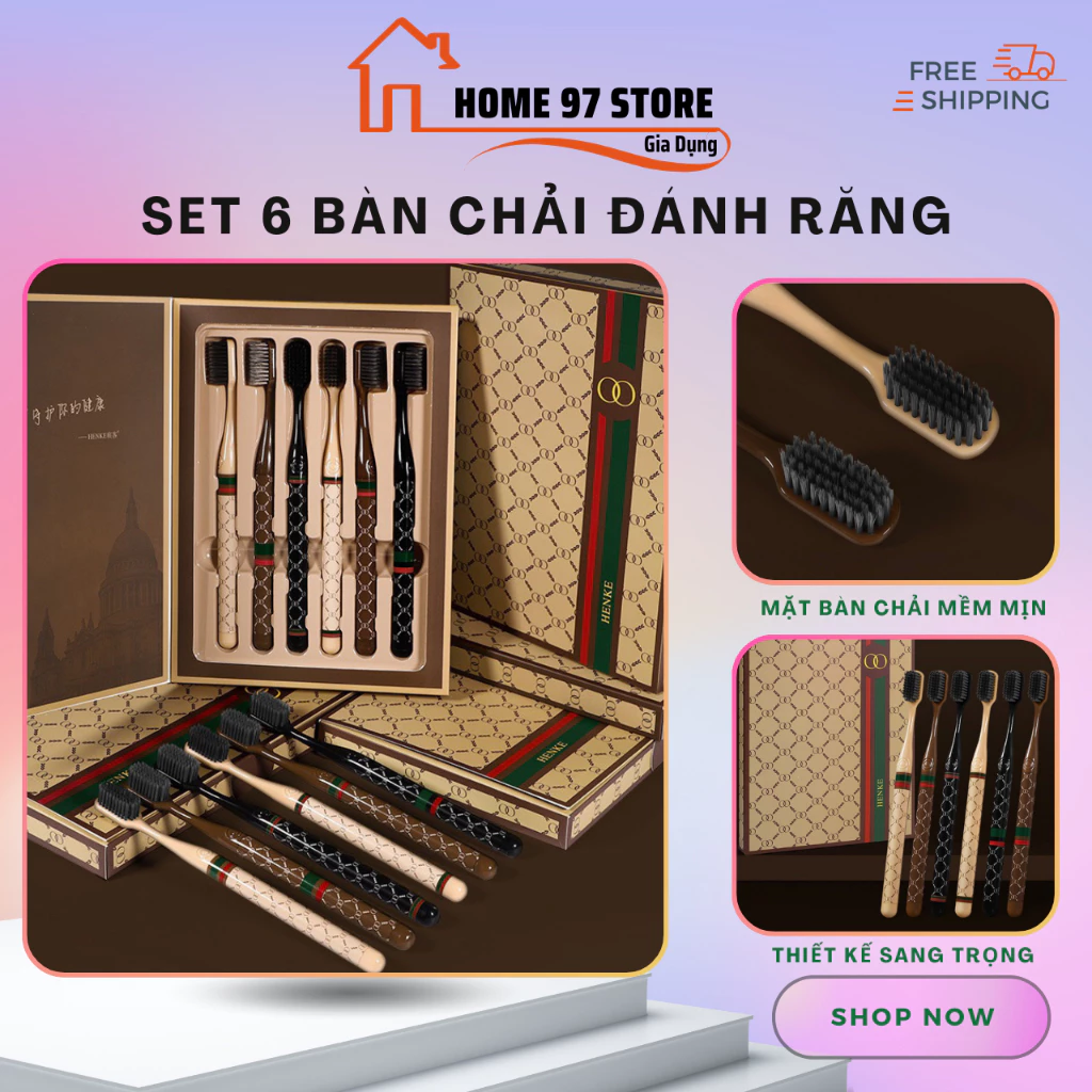 Set Hộp 6 Chiếc Bàn Chải Đánh Răng Sang Chảnh Màu Đẹp