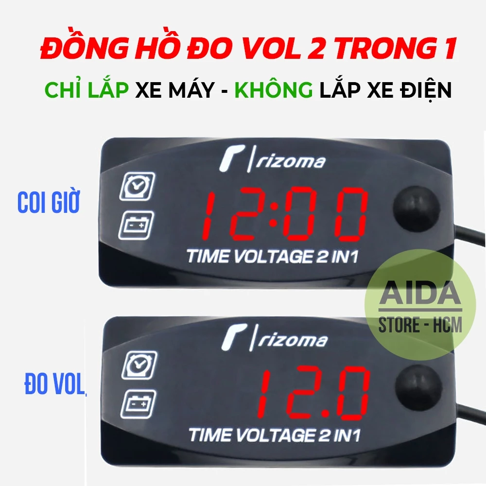 Rizoma Koso - Đồng hồ màn hình LED đo vol, coi giờ chống nước IP65