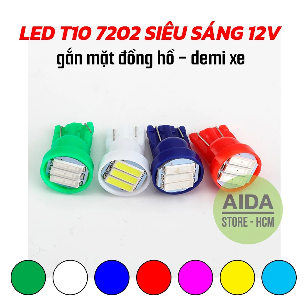 Đèn Led T10 gắn mặt đồng hồ 3SMD 7202 DC12v xe máy