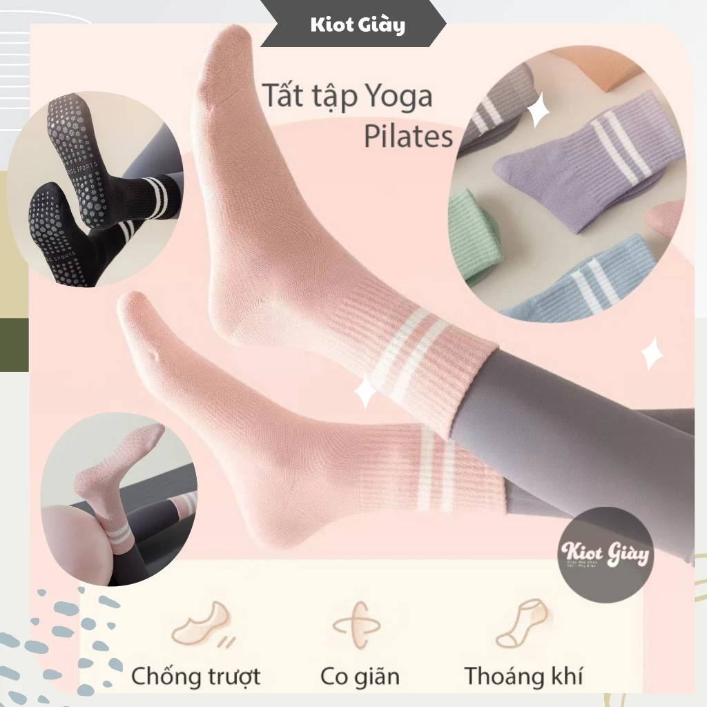 Tất Yoga Pilates chống trượt - Tất vớ cao cổ thể thao tập Gym cho nữ