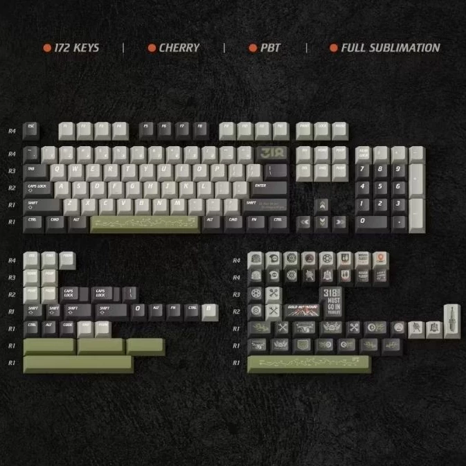 Keycap vintage 318 phong cách cherry PBt cho bàn phím