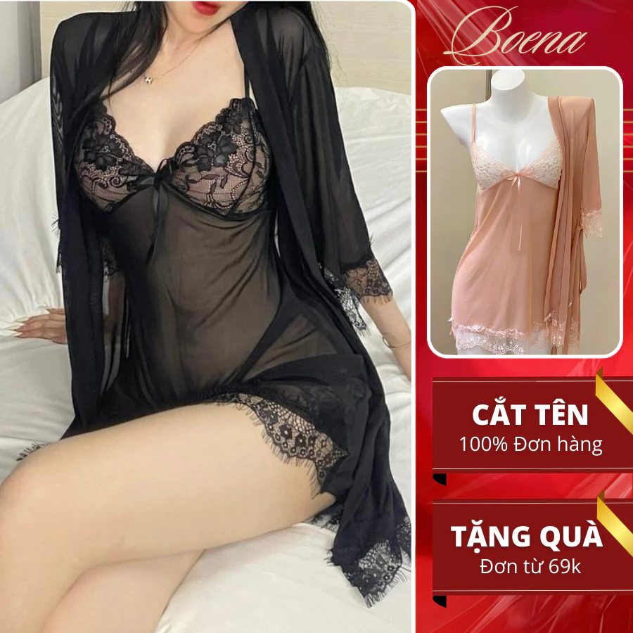 [Tặng Dán Ngực-6841] Đồ ngủ sexy xuyên thấu phổi ren gợi cảm Đầm ngủ ren secxy 4 chi tiết cao cấp