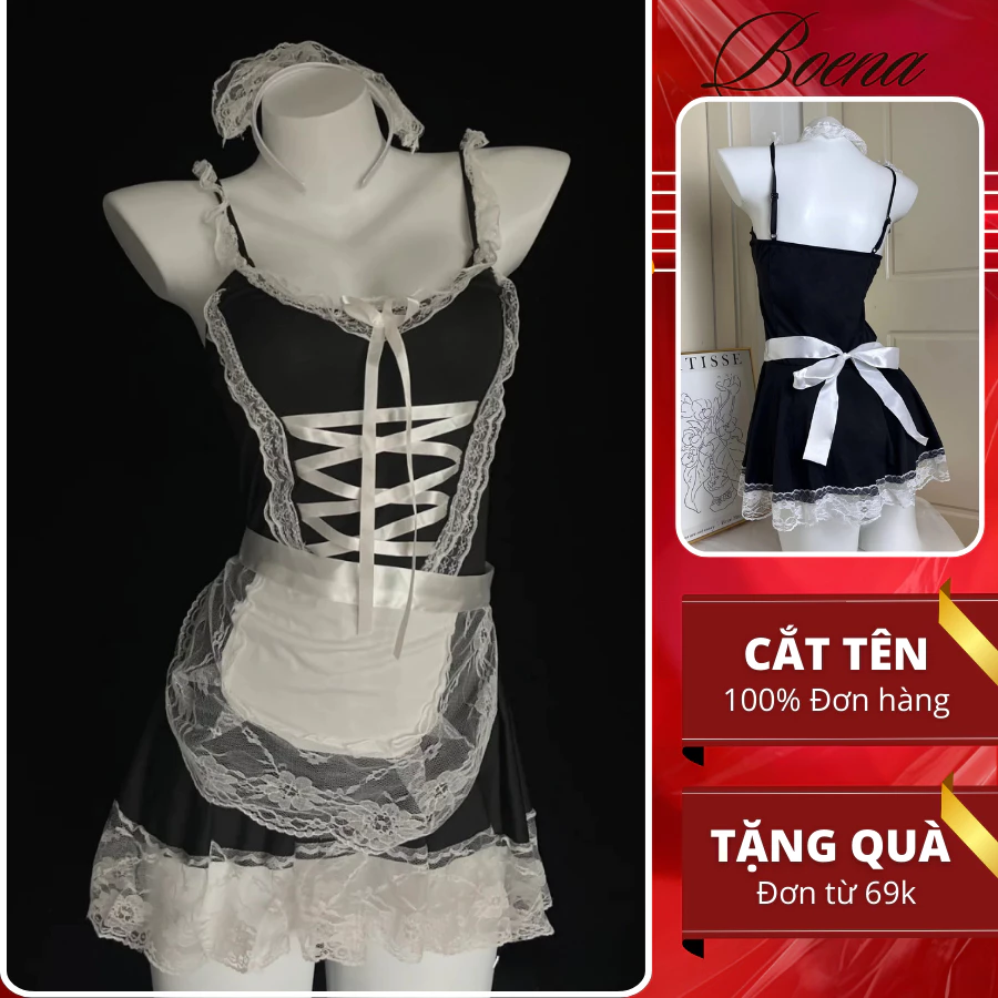 [6895-6800-A03] Bộ Đồ Cosplay Sexy Đầm ngủ Boena Set Hầu Gái Gợi Cảm sexy