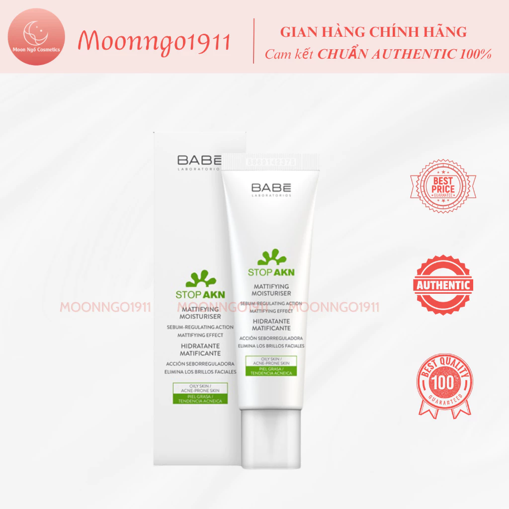 Kem dưỡng BABE Stop AKN Mattifying Moisturiser 50ml cho da dầu mụn
