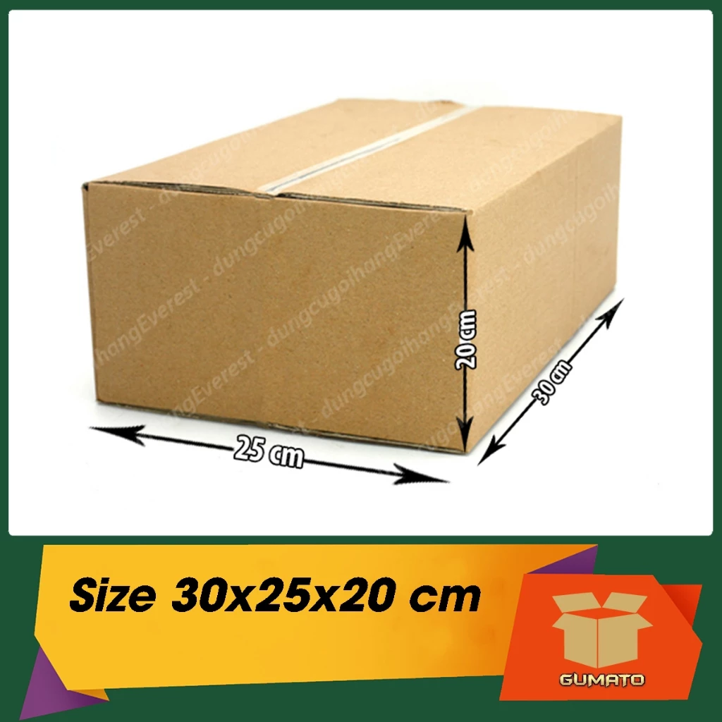 Size 30x25x20 cm, hộp giấy thùng carton gói hàng tại Gumato (Mã số P87)
