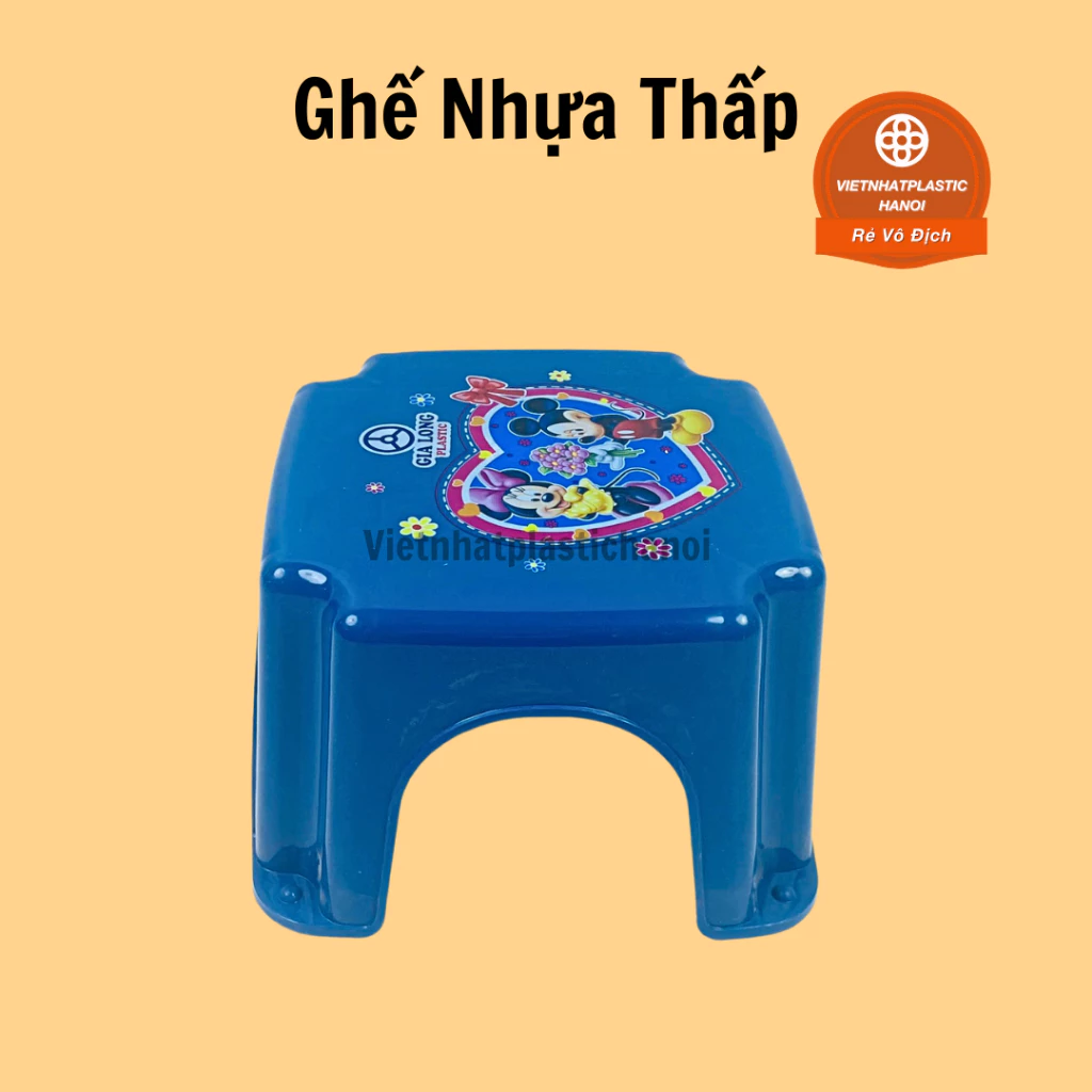 COMBO Ghế nhựa thấp ngồi nhà tắm, nhặt rau, ghế xổm vuông GL 2028 rẻ không có chân chống trượt