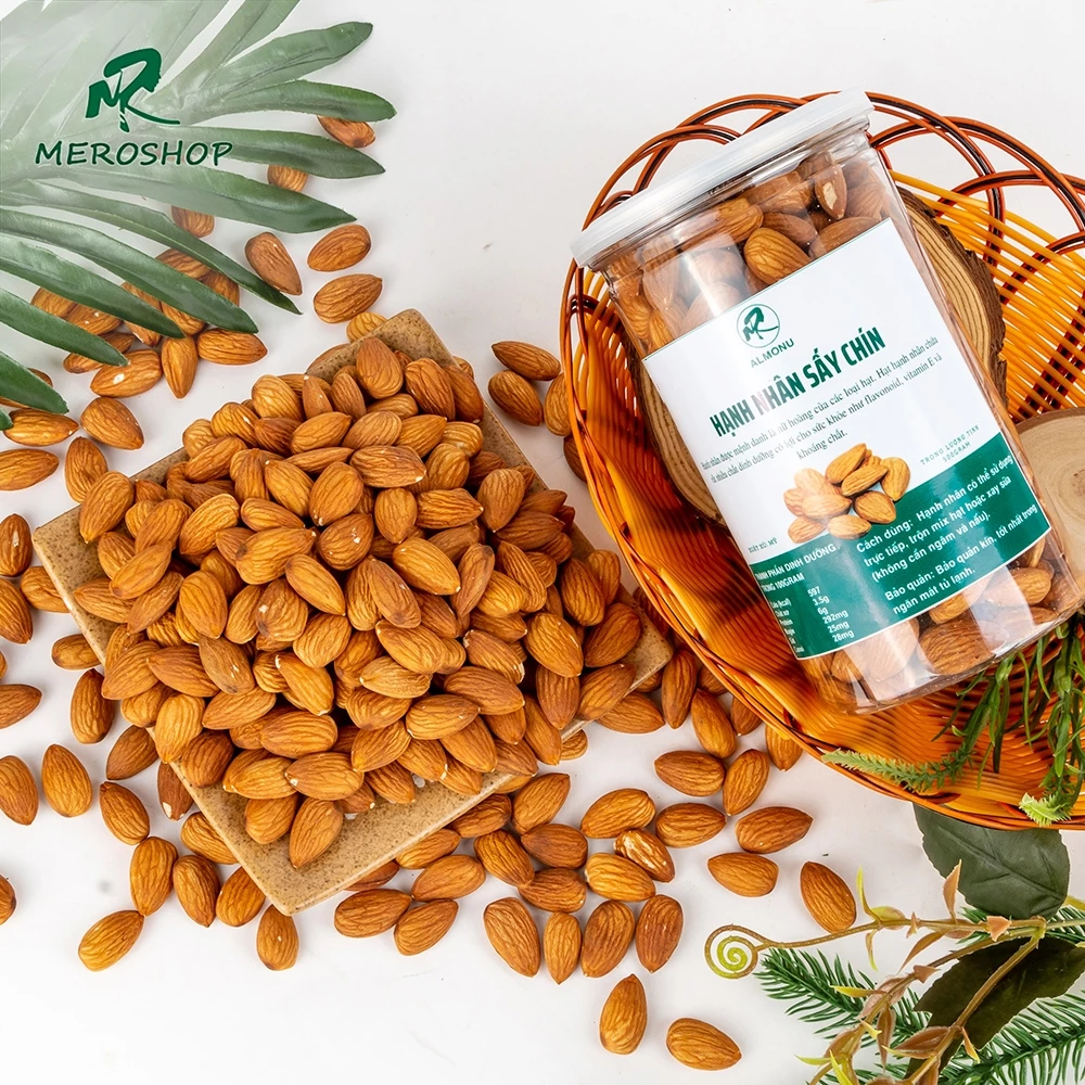 250Gr Hạnh nhân sấy nguyên vị. Có hồ sơ công bố, xuất hóa đơn công ty đầy đủ