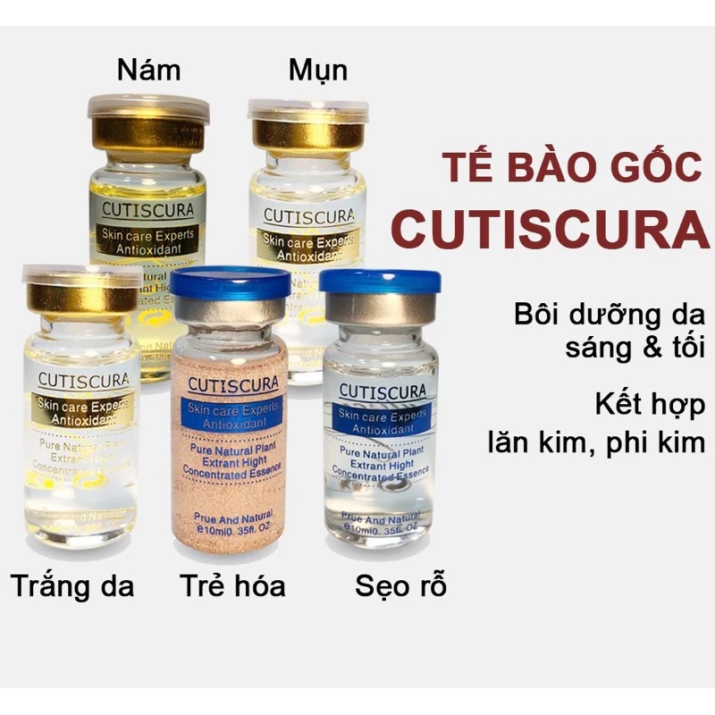 Combo 10 lọ tế bào gốc cutiscura nám trắng da mụn trẻ hoá sẹo rỗ