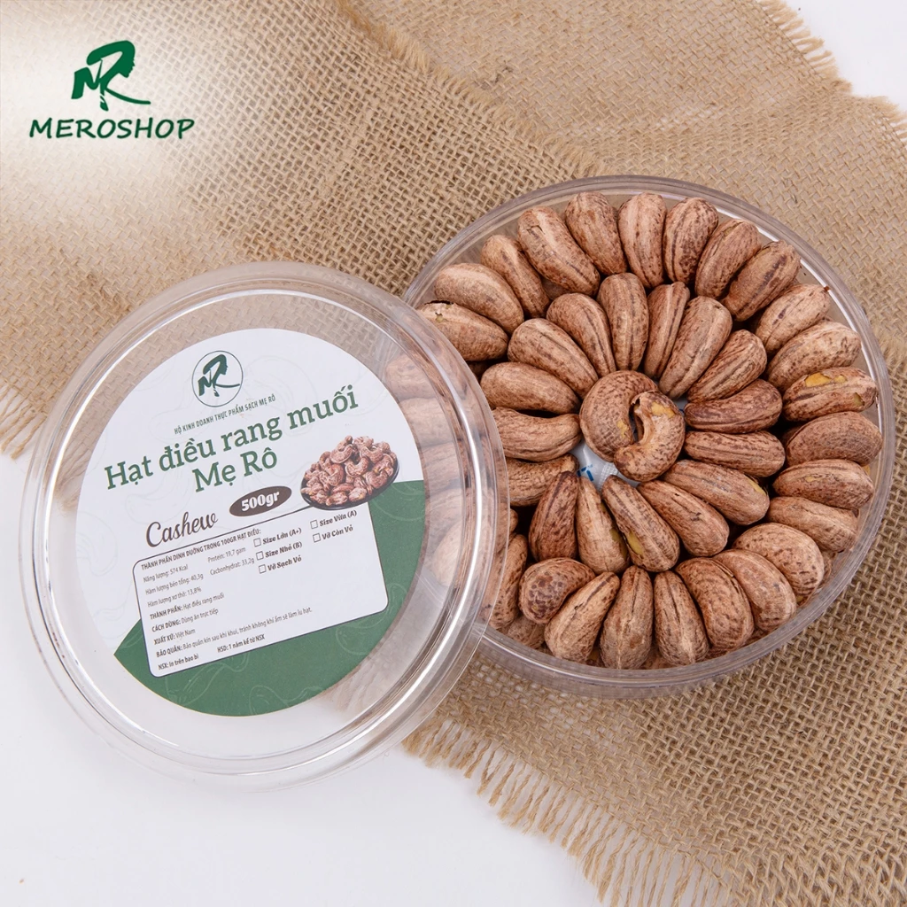 500Gr Hạt điều rang muối (380 - 410 ) hạt/kg xếp hoa hạt lớn. Có hồ sơ công bố, xuất hóa đơn công ty đầy đủ