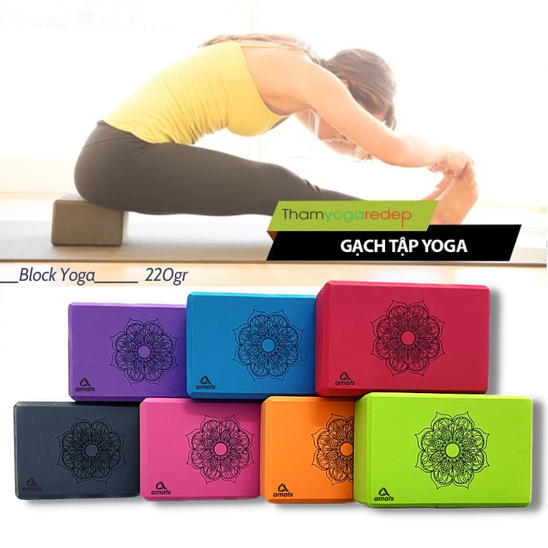 Gạch Tập Yoga Xốp Eva Nặng 220g In Hoa Mandala - Cứng  gấp 3 lần loại gạch tập thông thường (1 Viên)
