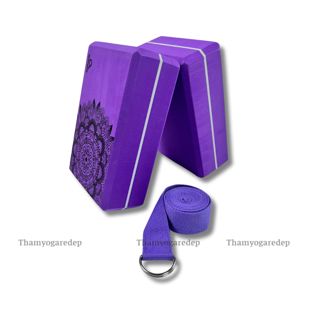 Combo 2 GẠCH TẬP Yoga 300gr Và Dây Tập Yoga 1.83m