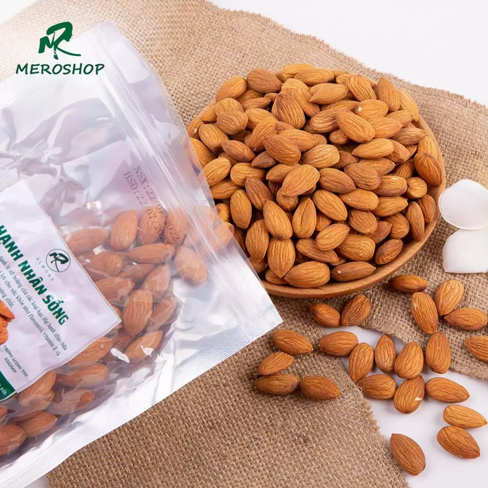 250GR Hạnh nhân chưa sấy làm sữa túi zip. Có hồ sơ công bố, xuất hóa đơn công ty đầy đủ