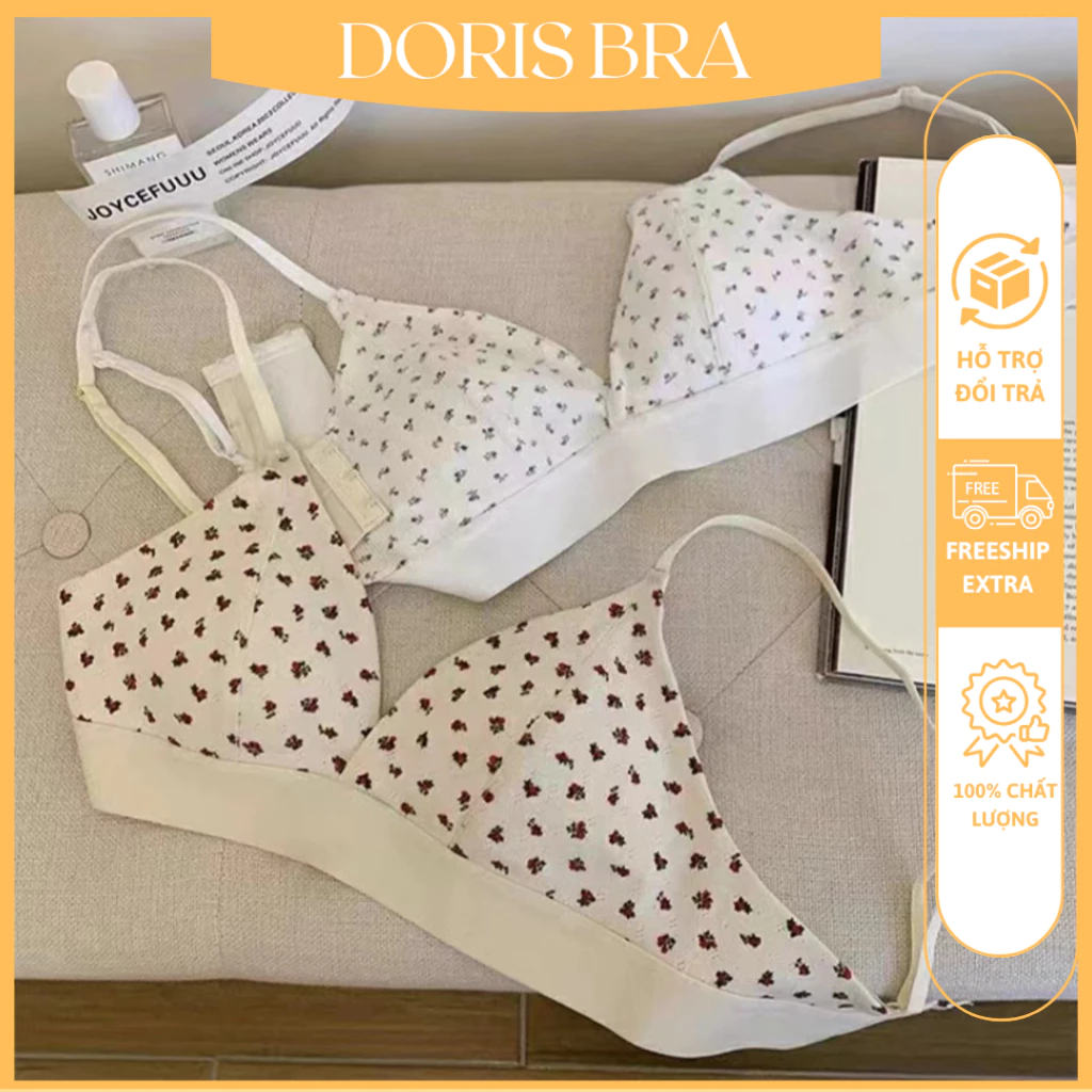 Áo ngực nữ học sinh họa tiết hoa nhỏ siêu đẹp Doris AL718 áo ngực chống chảy xệ thoáng khí cho mùa thu đông