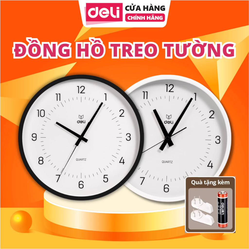 Đồng Hồ Treo Tường Deli Kim Trôi Không Ồn Phong Cách TốI Giản Minimalism Trang Trí Phòng Khách
