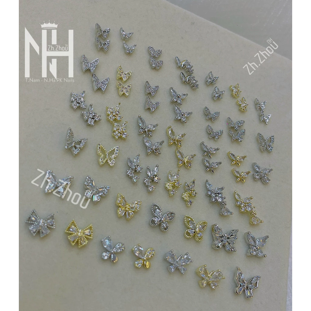 Các mẫu charm bướm mini, Charm bướm size nhỏ trang trí móng, charm gắn móng,đá hình trang trí móng charm cao cấp