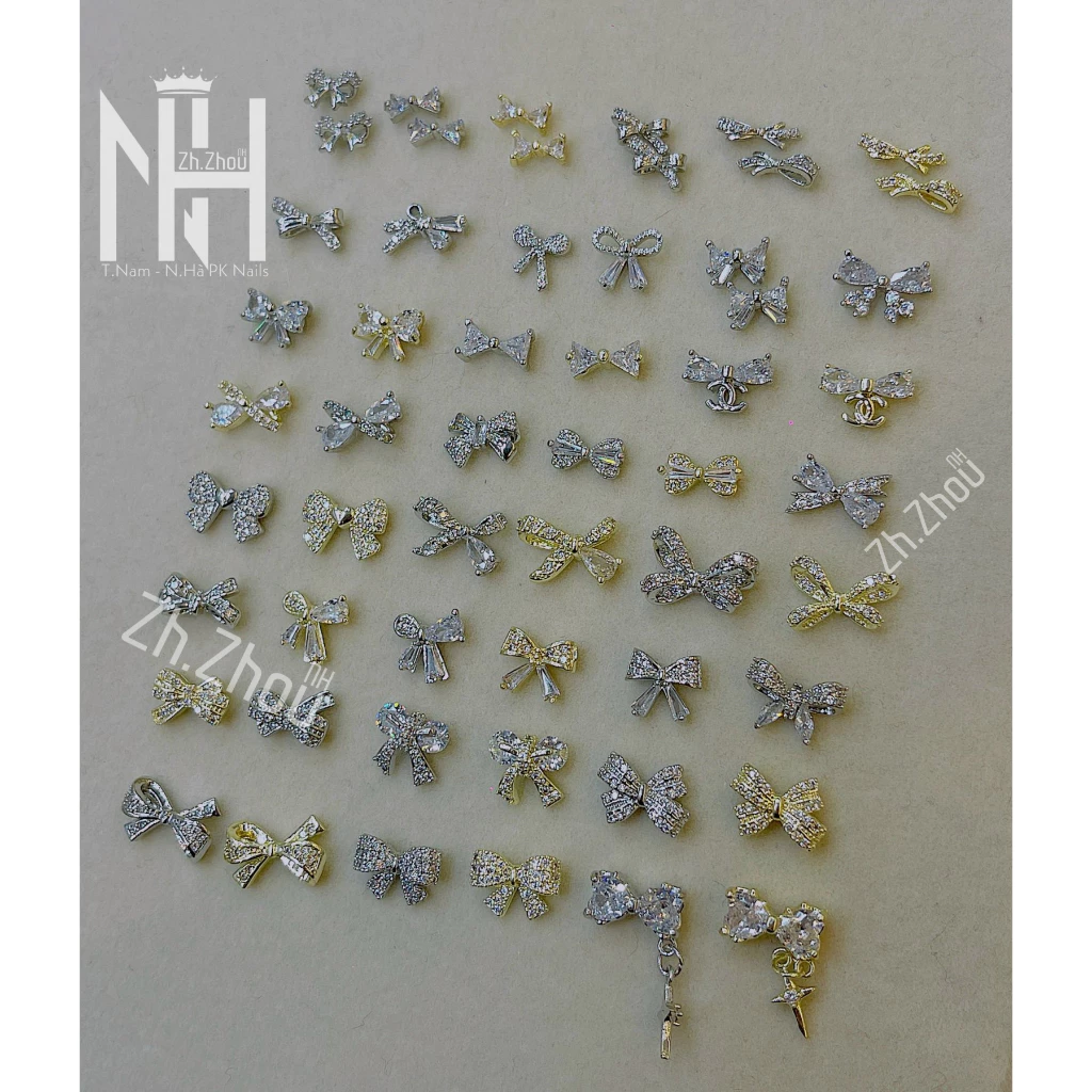 Các mẫu Charm nơ mini, charm nơ quốc dân đá hình trang trí móng, charm đá gắn móng ,đá hình, charm đá cao cấp