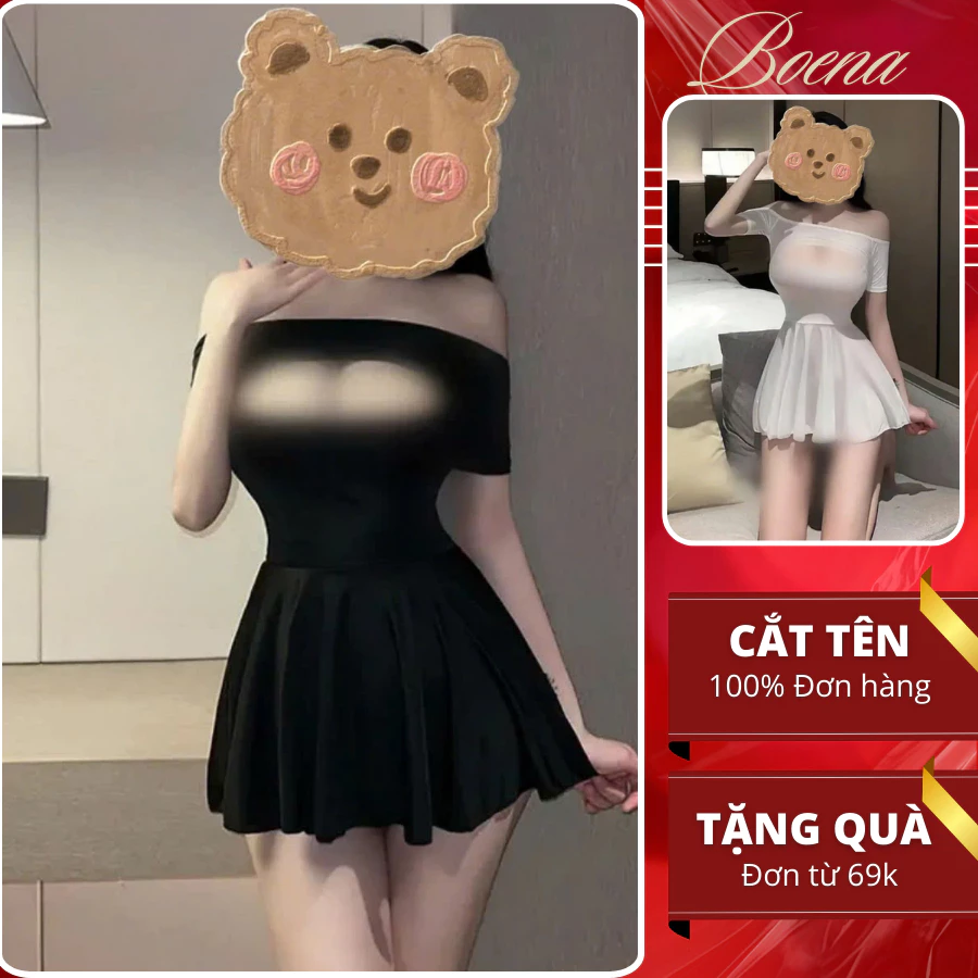 [6861] Đầm Ngủ Sexy BOENA Thun Co Giãn 3 Chiều Gợi Cảm Hở Ngực Cho Nữ
