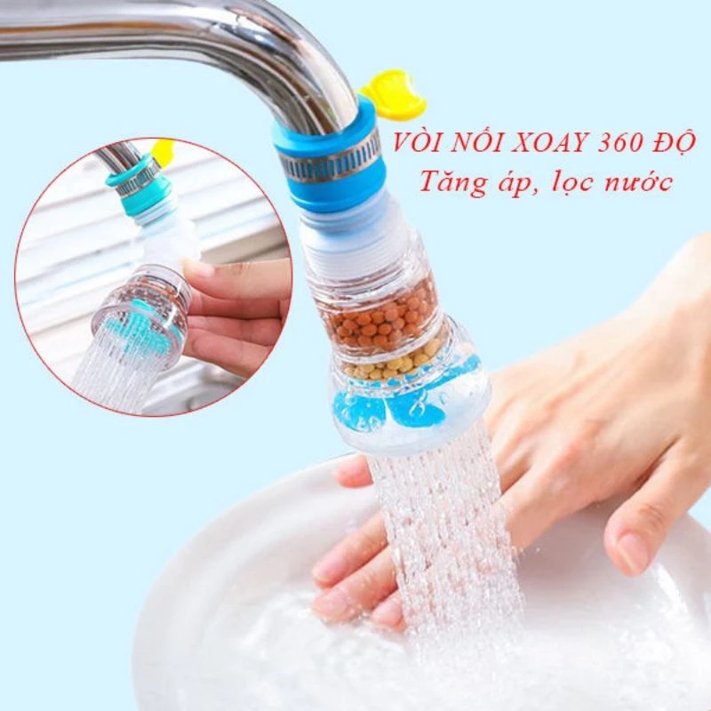 Vòi Tăng Áp nước bồn rửa bát silicon xoay 360 độ. -VH8348