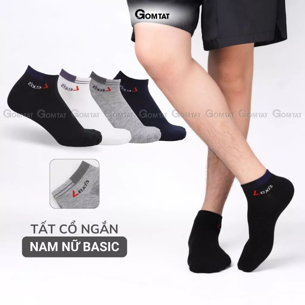 Tất trơn cổ ngắn nam nữ GOMTAT, vớ trơn cổ ngắn cao cấp chất liệu cotton mềm mịn, hút ẩm thoáng khí - LD-S01-LEXIS-1DOI