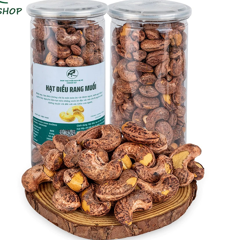 500Gr Hạt điều rang muối (380 - 410 ) hạt/kg Lon Pét hạt lớn. Có hồ sơ công bố, Xuất hóa đơn công ty đầy đủ