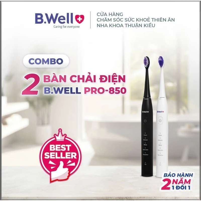 [ HỎA TỐC ] Combo 2 Bàn chải điện B.Well Swiss PRO-850 . BH 2 năm 1 đổi 1 máy mới . Sản phẩm sxuat T8/2024
