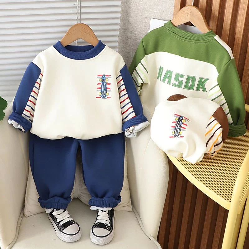 💥THANH LÝ DƯỚI GIÁ NHẬP💥 (9-20kg) Bộ Nỉ Dài Tay Phong Cách Thể Thao Hàn Quốc cho bé Trai